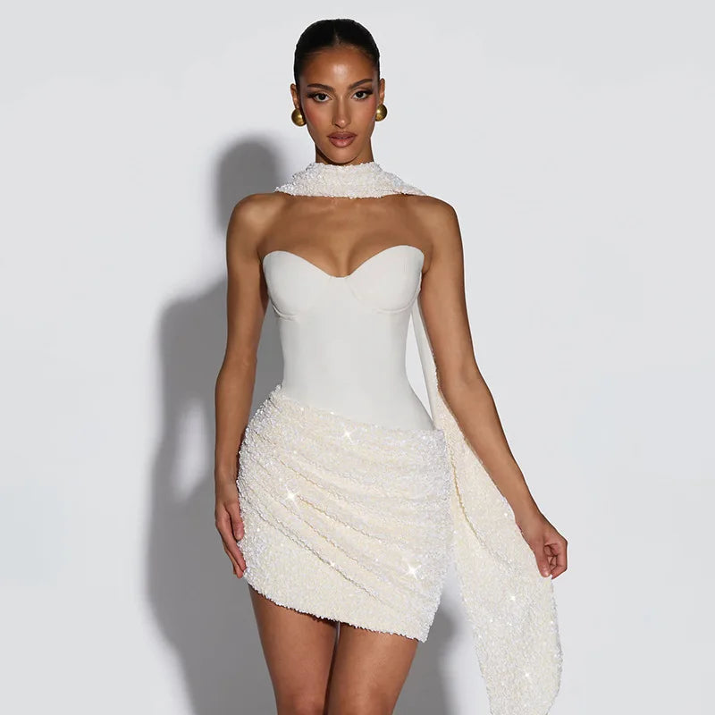 Vestido Mini Bodycon com Lantejoulas